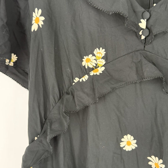 Madewell Lazy Daisies Midi Dress Black Size 12 Ruffles - Picture 3 of 5